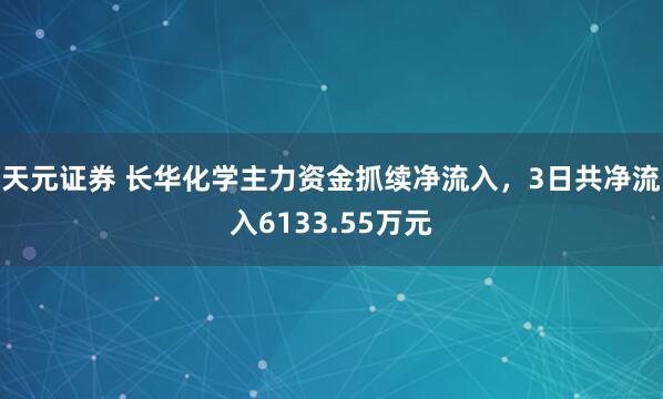 天元证券 长华化学主力资金抓续净流入，3日共净流入6133.55万元